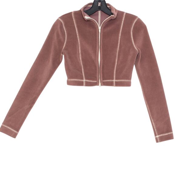 Out From Under Cropped Jacket Bethany Fleece Y2K Gorpcore Cottage Cozy Mauve XS - Picture 6 of 6